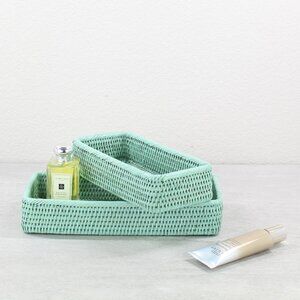 NEW Tight Woven Basket Duo - Chic Organization Set - Sage Leaf- Eco Handcraft